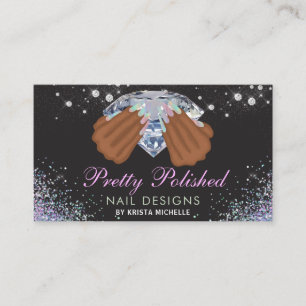 Carte De Visite Joli ongles de Parties scintillant de diamant holo