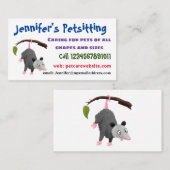 Carte De Visite Joli opossum accroché à la branche dessin animé (Devant / Derrière)