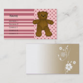 Carte De Visite Joli ours brun en peluche (Devant / Derrière)