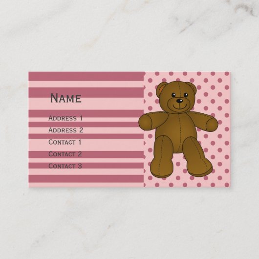 Carte De Visite Joli ours brun en peluche (Devant)