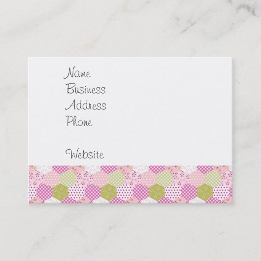Carte De Visite Joli Pastel Rose Vert Patchwork Design Quilt (Devant)