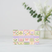 Carte De Visite Joli Patchwork Violet Vert Pastel Féminin (Debout devant)