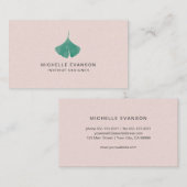 Carte De Visite Joli Pink Ginkgo Leaf Simple Nature (Devant / Derrière)