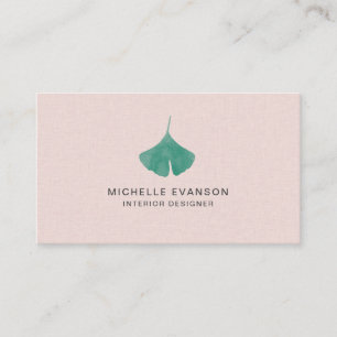 Carte De Visite Joli Pink Ginkgo Leaf Simple Nature