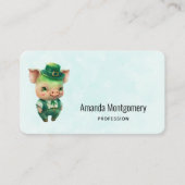 Carte De Visite Joli porc vert Fairytale dans une jolie beauté (Devant)