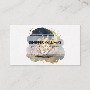 Carte De Visite Joli roi Lion endormi sur la Lune
