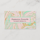 Carte De Visite Joli Rose en quartz rose marbre et or (Devant)