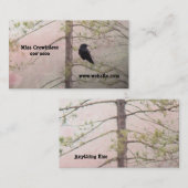 Carte De Visite Joli rose et Corbeau (Devant / Derrière)