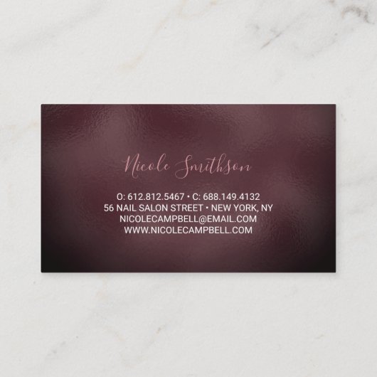 Carte De Visite Joli rose or faux argent parties scintillant monog (Dos)