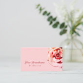 Carte De Visite Joli Rose sur clair rose simple (Debout devant)