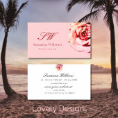 Carte De Visite Joli Rose sur rose clair clair avec initiales