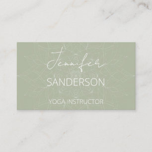 Carte De Visite Joli Sage Vert Élégant Yoga Mandala