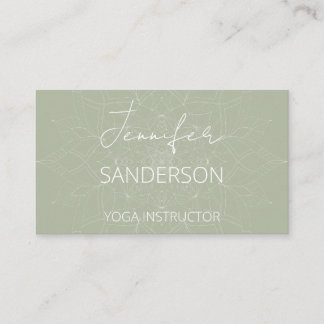 Carte De Visite Joli Sage Vert Élégant Yoga Mandala