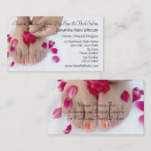 Carte De Visite Joli salon fuchsia de pédicurie de rose de rose (Devant / Derrière)