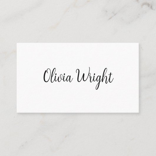 Carte De Visite Joli Script Signature, Blanc Moderne (Devant)