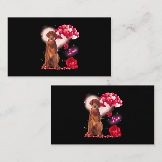 Carte De Visite Joli Setter irlandais Balloon Heart Valentines Day (Devant / Derrière)