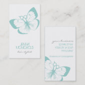 Carte De Visite joli simple bleu de papillon élégant de coiffeur (Devant / Derrière)