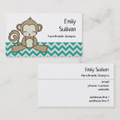 Carte De Visite Joli Singe Cartoon Brown Assis | Kawaii (Devant / Derrière)