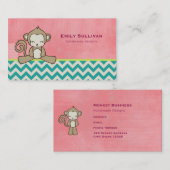 Carte De Visite Joli Singe Cartoon Brown Assis | Kawaii (Devant / Derrière)