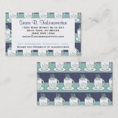 Carte De Visite Joli Teacup Bleu Imprimer (Devant / Derrière)