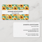 Carte De Visite Joli tournesol Jaune & Motif vert (Devant / Derrière)