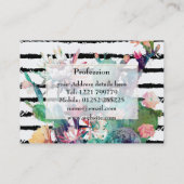 Carte De Visite Jolie aquarelle Cactus Floral Black Stripes (Dos)