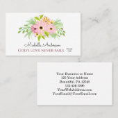 Carte De Visite Jolie aquarelle Florale Inspiration Écriture (Devant / Derrière)