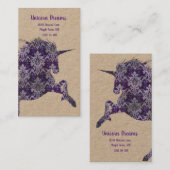 Carte De Visite Jolie Boho Purple Unicorn (Devant / Derrière)