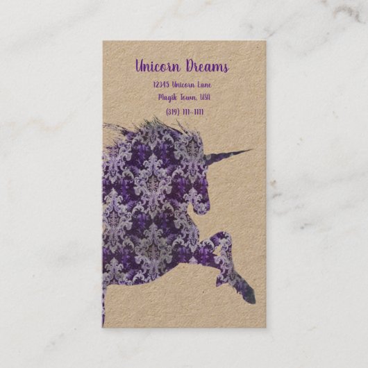 Carte De Visite Jolie Boho Purple Unicorn (Devant)