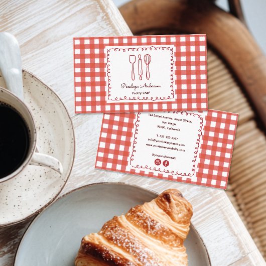 Carte De Visite Jolie Cuisinière Gingham Maison de Campagne Rustiq
