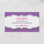 CARTE DE VISITE jolie damask cupcake violet rose (Dos)