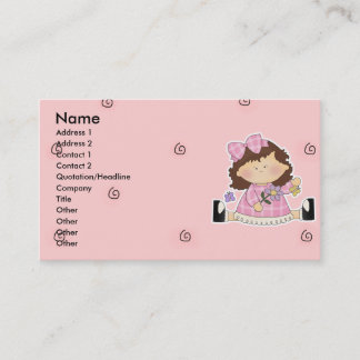 Carte De Visite Jolie fille assise avec fleur et papillons