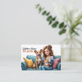 Carte De Visite Jolie fille garde de chats (Debout devant)