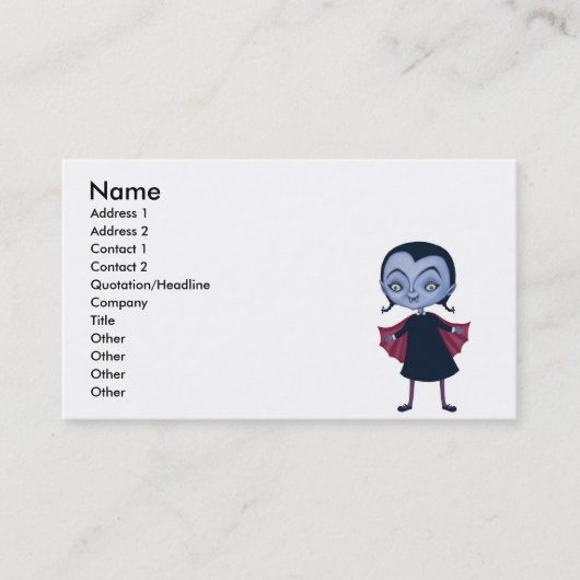 Carte De Visite jolie fille vampire écolière (Devant)