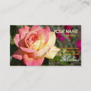 Carte De Visite Jolie fleur de rose rose et jaune