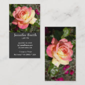 Carte De Visite Jolie fleur de rose rose et jaune (Devant / Derrière)