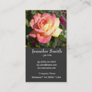 Carte De Visite Jolie fleur de rose rose et jaune