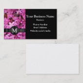 Carte De Visite Jolie fleur rose monogramme (Devant / Derrière)