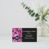 Carte De Visite Jolie fleur rose monogramme (Debout devant)