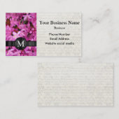 Carte De Visite Jolie fleur rose monogramme (Devant / Derrière)