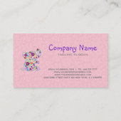 Carte De Visite Jolie Fleurs Rétro Style Cartoon Eléphant (Dos)