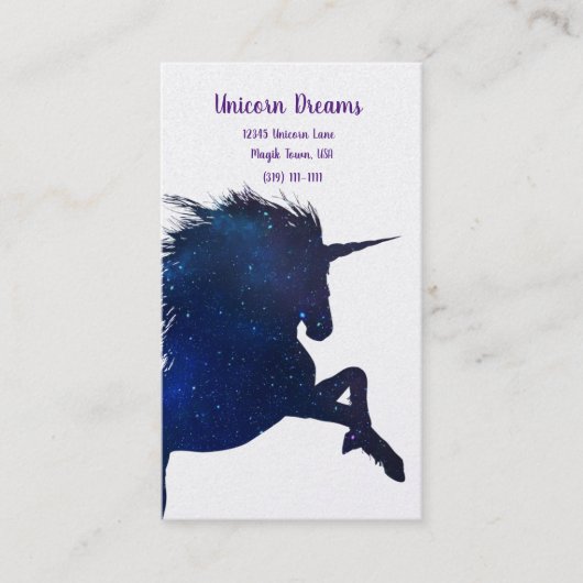 Carte De Visite Jolie Galaxy Unicorn (Devant)
