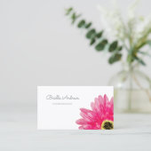 Carte De Visite Jolie Gerbera rose Fleur marguerite sur Simple Bla (Debout devant)