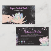 Carte De Visite Jolie Holographie Parties scintillant Nails Busine (Devant / Derrière)