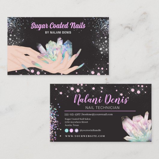Carte De Visite Jolie Holographie Parties scintillant Nails Busine (Devant / Derrière)