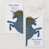 Carte De Visite Jolie licorne Boho dans les tons bleu (Devant / Derrière)