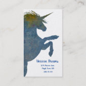 Carte De Visite Jolie licorne Boho dans les tons bleu (Dos)