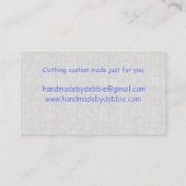 Carte De Visite Jolie machine à coudre florale bleu et jaune (Dos)