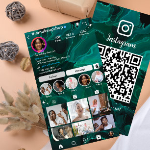 Carte De Visite Jolie Marbre Verte QR