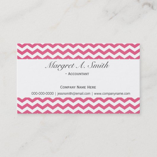 Carte De Visite Jolie, moderne, tendance rose chevron professionne (Devant)